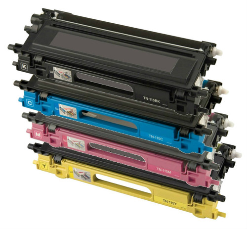 Brother TN115 High Yield Laser Toner Cartridge 4PK - Black, Cyan, Magenta, Yellow (Remanufactured)