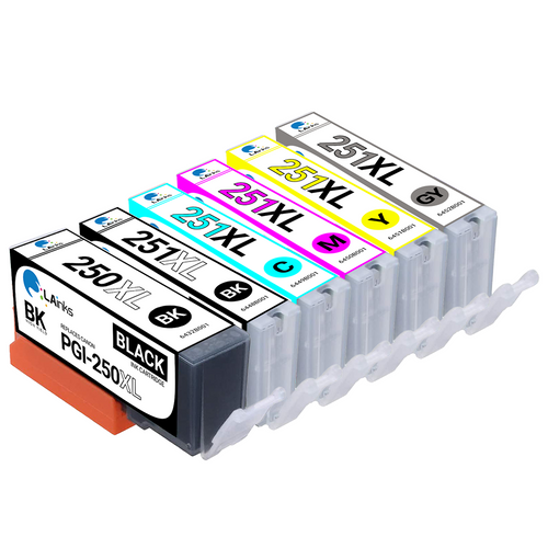 Canon Ink Cartridge 6PK - PGI250XL & CLI251XL Black, Cyan, Magenta, Yellow, Gray (Compatible)