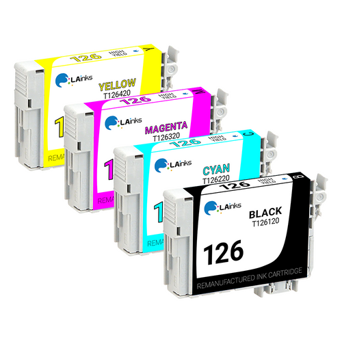 Epson T126 Series High Yield Ink Cartridge 4PK - Black, Cyan, Magenta, Yellow (Remanufactured)