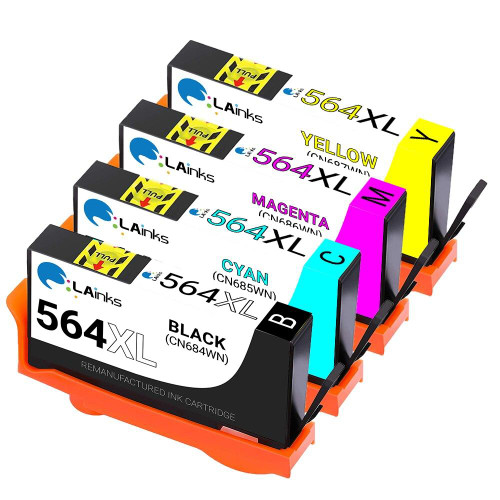 LAinks Replacement for HP 564XL High Yield Ink Cartridges 4PK 1ea BCMY Combo HP_564XL-4PK NC