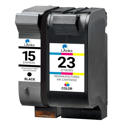 LAinks Replacement for HP 15 and 23 C6615DN/C1823D Ink Cartridges 2PK - 1 Black, 1 Color HP_1-15_1-23-2PK