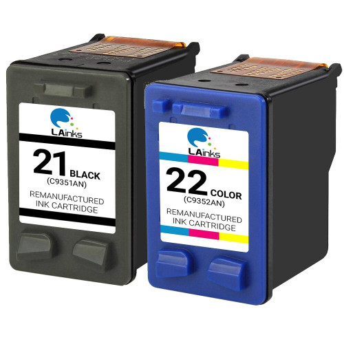 LAinks Replacement for HP 21 and 22 C9351AN/C9352AN Ink Cartridges 2PK - 1 Black, 1 Color HP_1-21_1-22-2PK