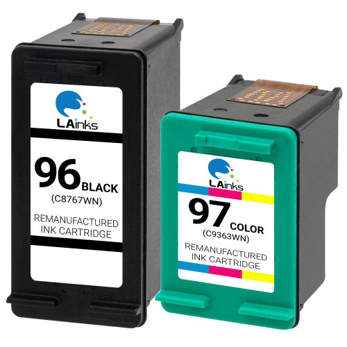 LAinks Replacement for HP 96 and 97 C8767WN/C9363WN Ink Cartridges 2PK - 1 Black, 1 Color HP_1-96_1-97-2PK