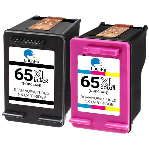 LAinks Replacement for HP 65XL N9K04AN/N9K03AN High Yield Ink Cartridges 2PK - 1 Black, 1 Color HP_65XL-2PK