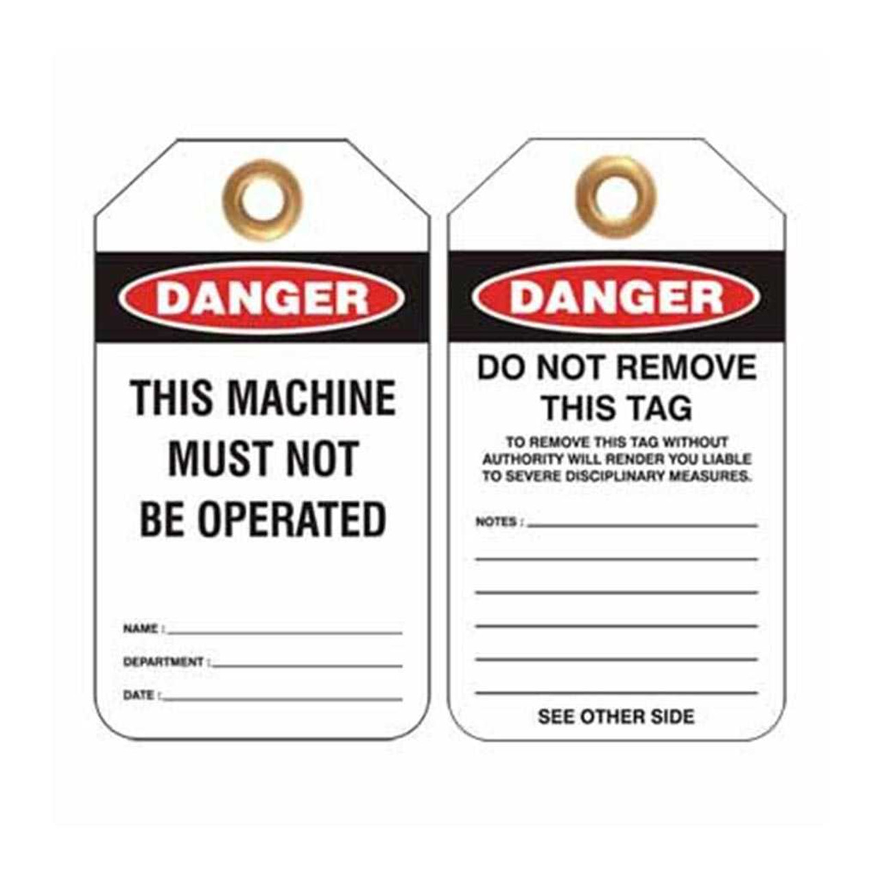 Lockout Tag Danger This Machine Must Not Be Operated - PS- LOTO-TAG Lockout Tags Paprsky