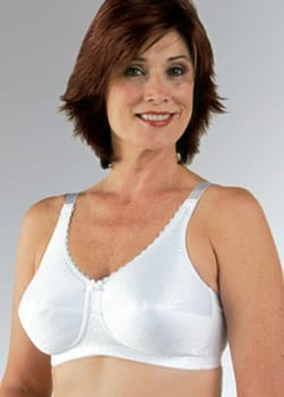 Classique Post Mastectomy Nylon Comfort Knit Bra with Lace 34AA Beige