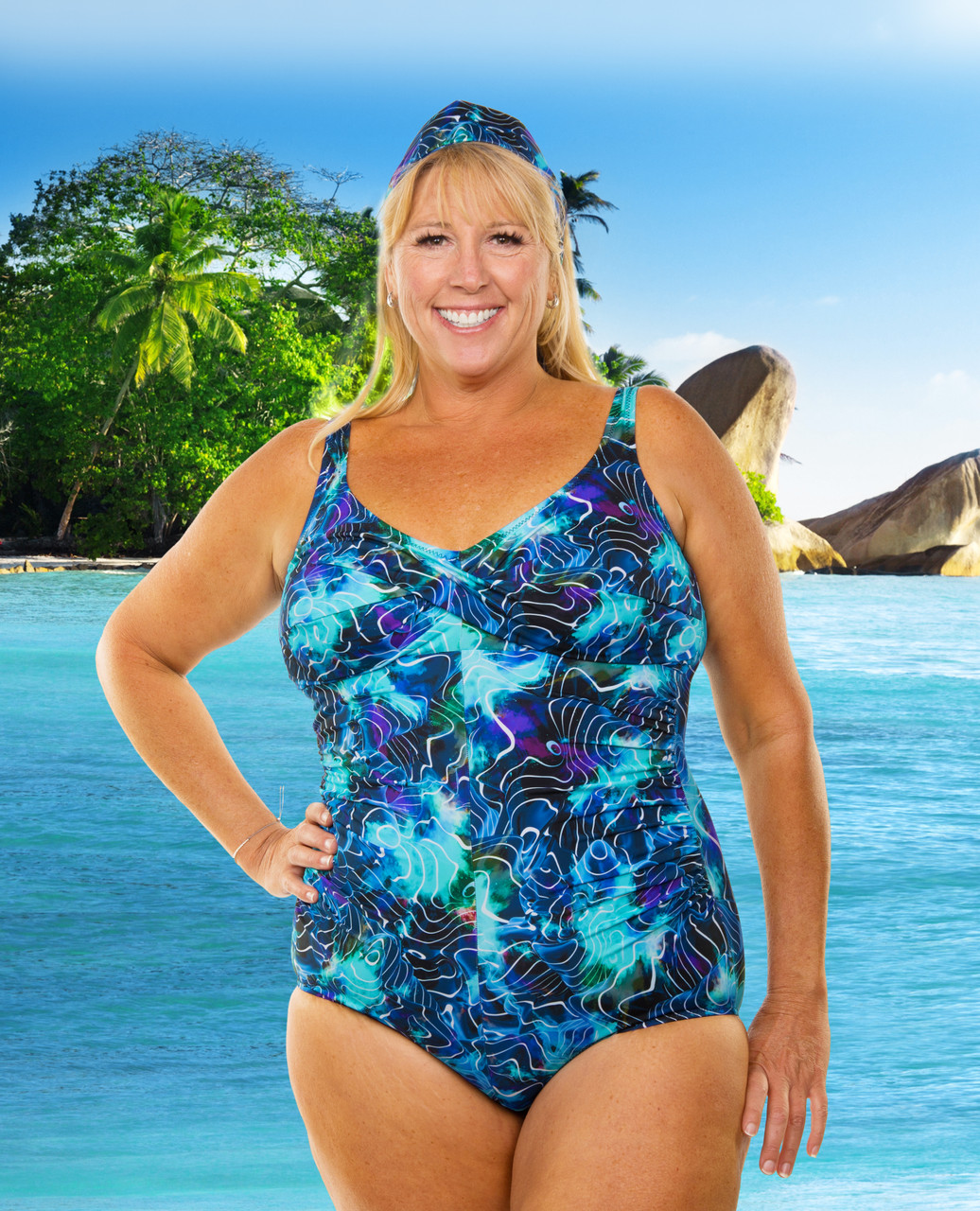 T.H.E. 962-60 Twist Bra Mio One Piece Mastectomy Swim Suit