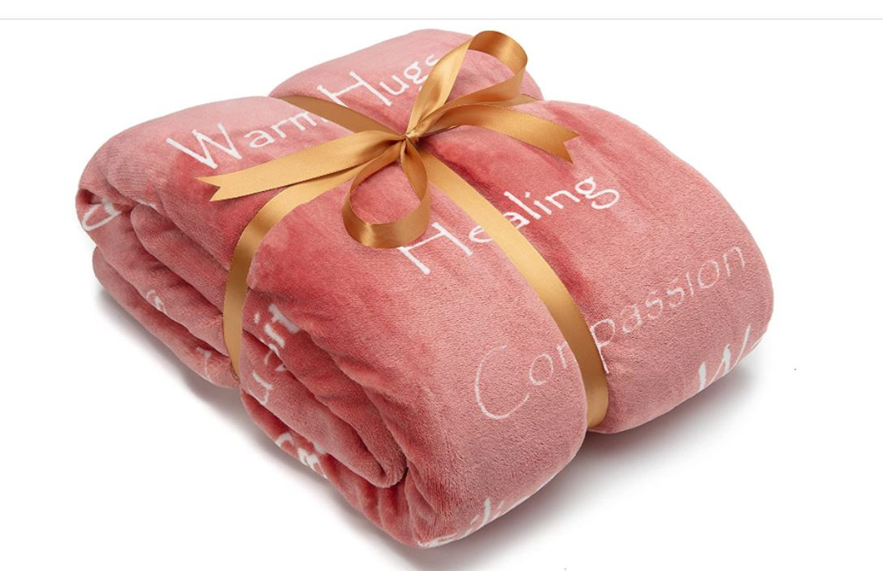 Get Well Soon Gifts for Women Blanket Gifts for Cancer Patients Women  50X60 Hugs Blanket Healing Blanket Gifts for Women Inspirational Blanket  Breast Cancer Blankets Positive Energy Chemo Blanket 