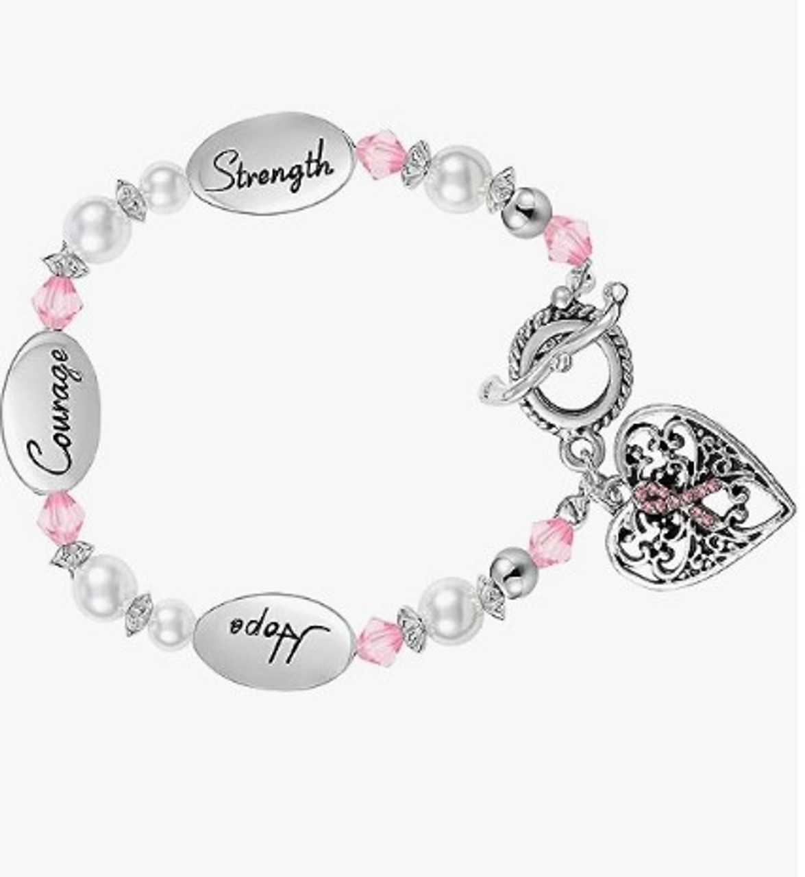 Inspirational Breast Cancer Bracelet 3 Piece Set Engraved Block Letter –  Warrior Sisters