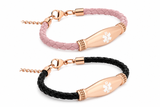 Lymphedema Alert Rose Gold Leather Bracelet