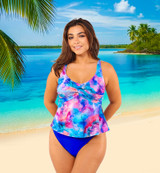 T.H.E. 34-60 Twist Bra Tankini Mastectomy Swim Top