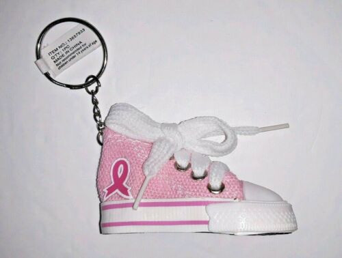 Breast Cancer Awareness Pink Ribbon Tennis Shoe Keychain 