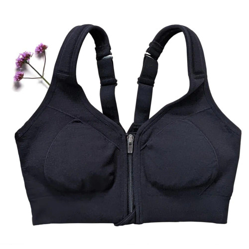 Lymph Flow Long Wire Free Front Closure Mastectomy Bra - black