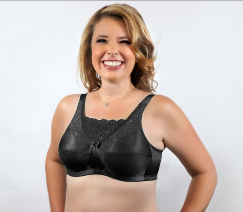 Front Close Mastectomy Bra with Modern Lace (Sister) 1105263-S -  1122506-F2:PANTONE Frost Gray:42DDD