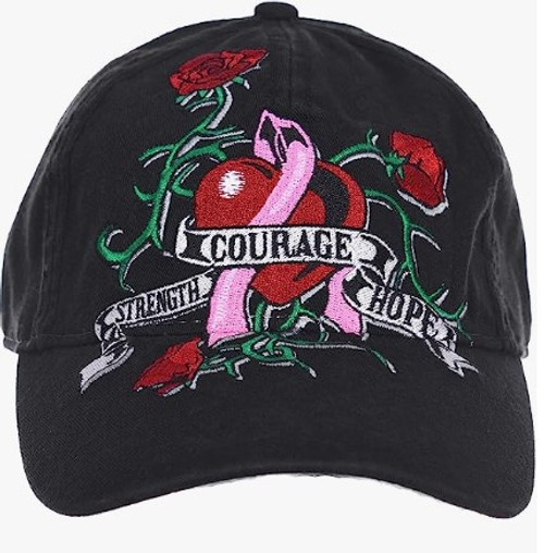 Women's Pink Ribbon Breast Cancer Awareness Cap Strength Courage Hope Hat