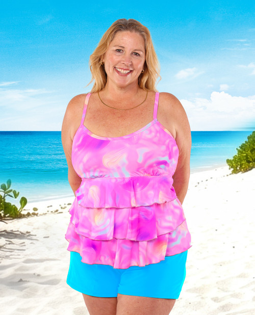 T.H.E. 45-60 Triple Tiered Tankini Mastectomy Swim Top