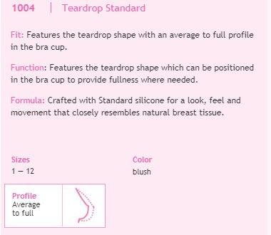 ABC 1004 Teardrop Standard Weight Silicone Breast Prosthesis