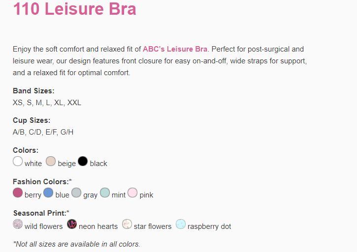 110 Leisure Bra – Can-Care Health Systems (M)