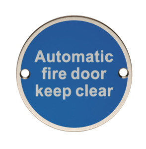 76 X 1.5mm Automatic Fire Door Keep Clear Sign - Face Fix