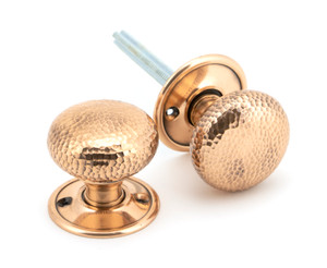 Polished Bronze Hammered Mushroom Mortice/Rim Knob Set