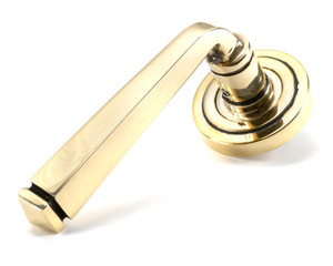 Aged Brass Avon Round Lever on Rose Set (Art Deco) - Unsprung