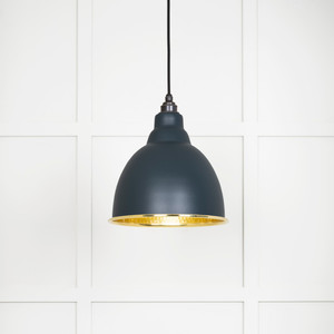 Hammered Brass Brindley Pendant in Soot