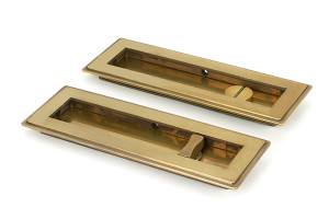 Aged Brass 175mm Art Deco Rectangular Pull - Privacy Set Aged Brass 175mm Art Deco Rectangular Pull - Privacy Set