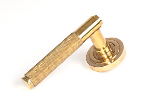 Polished Brass Brompton Lever on Rose Set (Art Deco) Polished Brass Brompton Lever on Rose Set (Art Deco)