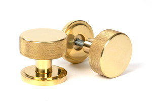Polished Brass Brompton Mortice/Rim Knob Set (Art Deco) Polished Brass Brompton Mortice/Rim Knob Set (Art Deco)