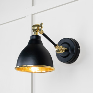 Hammered Brass Brindley Wall Light in Elan Black Hammered Brass Brindley Wall Light in Elan Black
