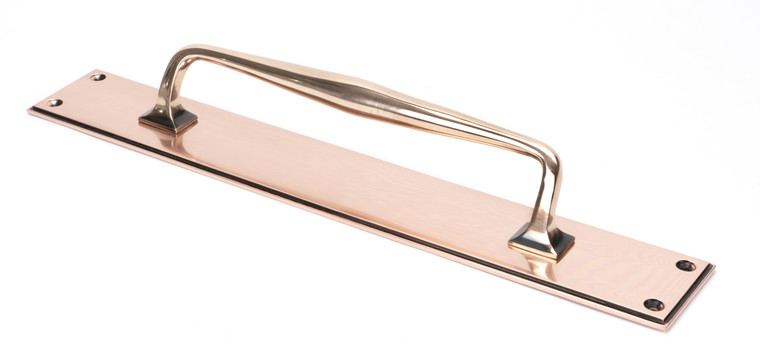 Polished Bronze 425mm Art Deco Pull Handle on Backplate