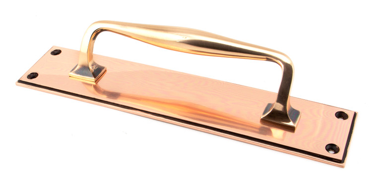 Polished Bronze 300mm Art Deco Pull Handle on Backplate