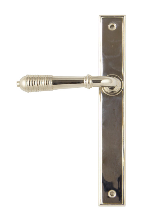 Polished Nickel Reeded Slimline Lever Latch Set