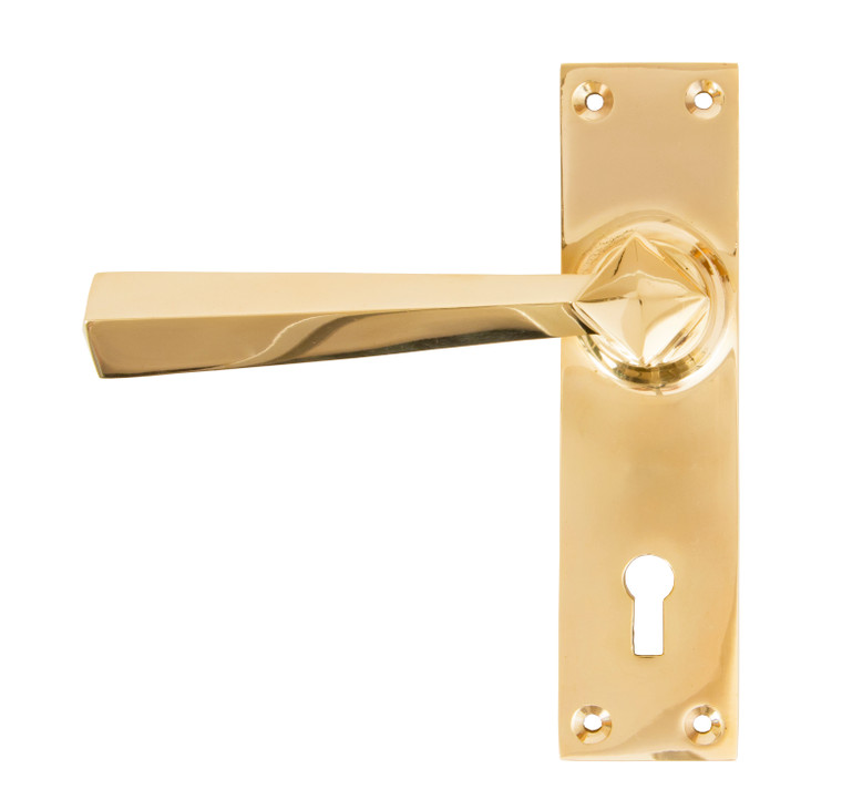 Polished Brass Straight Lever Lock Set