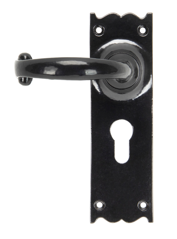 Black Cottage Lever Euro Lock Set