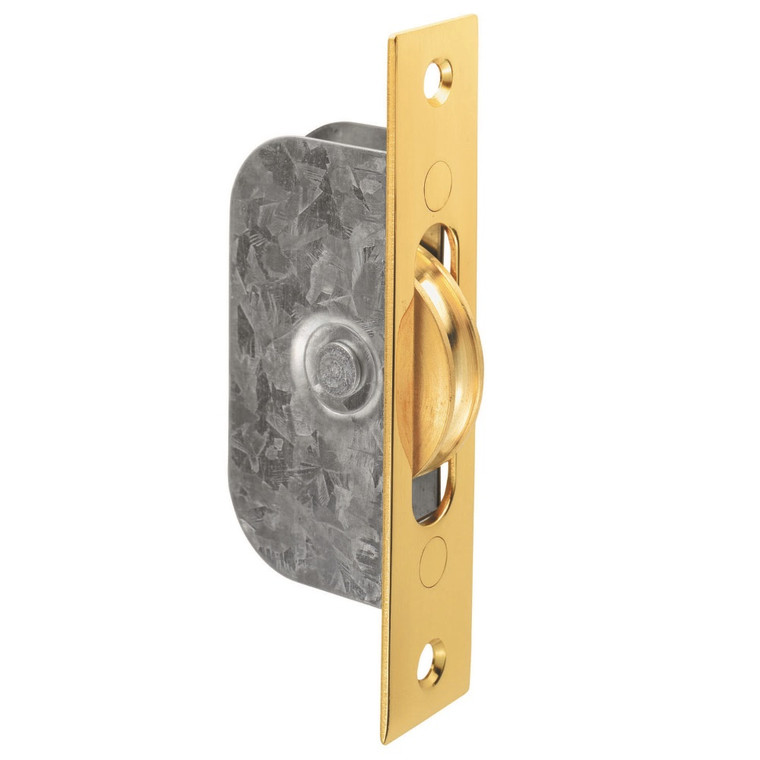 Sash Window Axle Pulley No 3 Square Polished Brass Forend With Brass Wheel