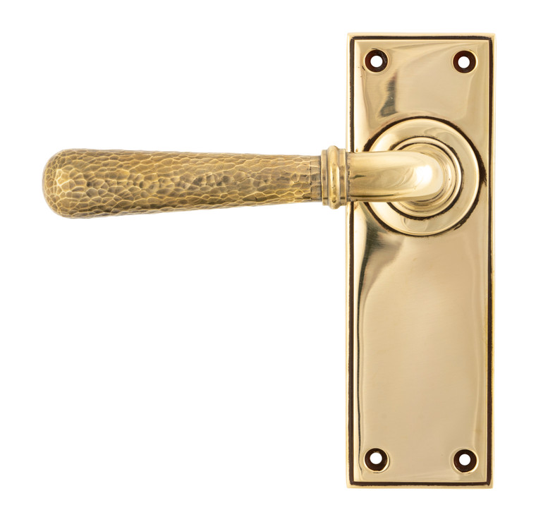 Aged Brass Hammered Newbury Lever Latch Set