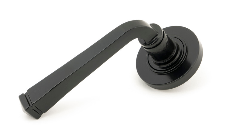 Black Avon Round Lever on Rose Set (Plain) - U