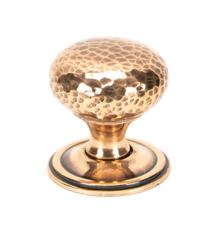 Polished Bronze Hammered Mushroom Cabinet Knob 38mm