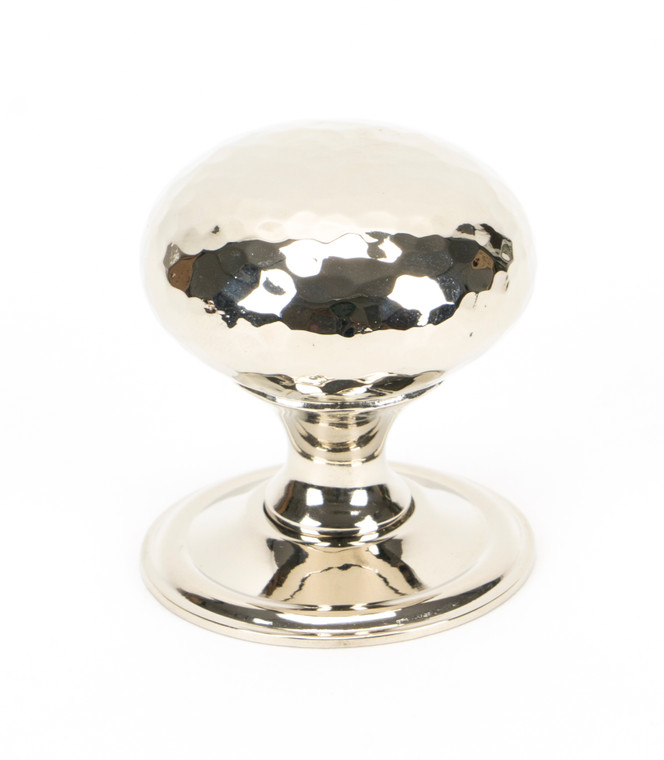 Polished Nickel Hammered Mushroom Cabinet Knob 38mm