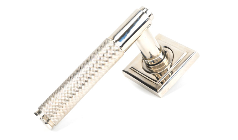 Polished Nickel Brompton Lever on Rose Set (Square)