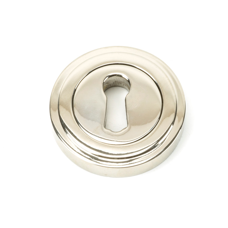 Polished Nickel Round Escutcheon (Art Deco)