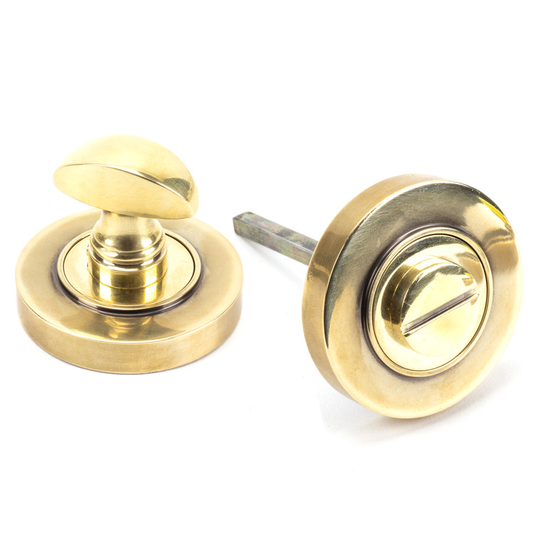 Aged Brass Round Thumbturn Set (Plain)