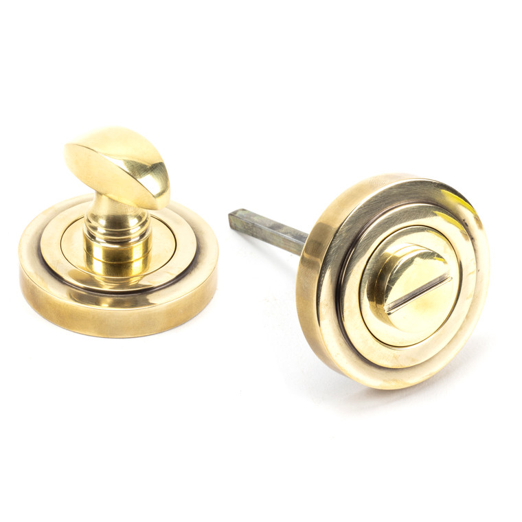 Aged Brass Round Thumbturn Set (Art Deco)