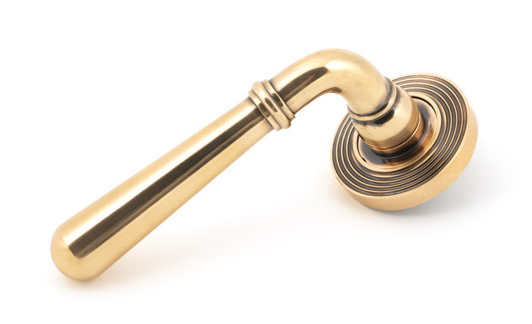 Polished Bronze Newbury Lever on Rose Set (Beehive) - Unsprung