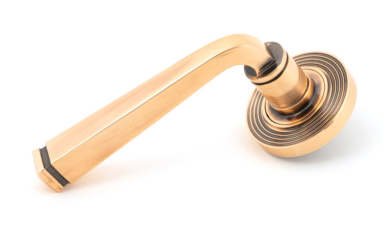 Polished Bronze Avon Round Lever on Rose Set (Beehive) - Unsprung