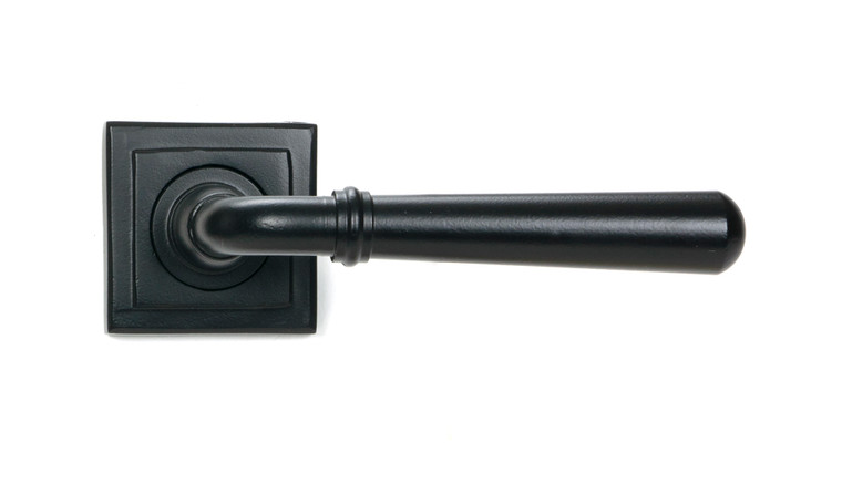 Matt Black Newbury Lever on Rose Set (Square)