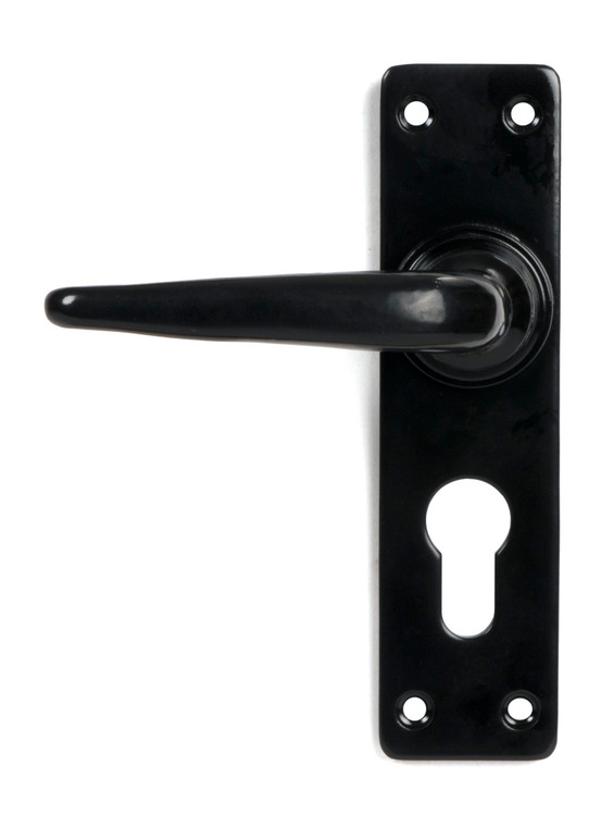 Black Smooth Lever Euro Lock Set