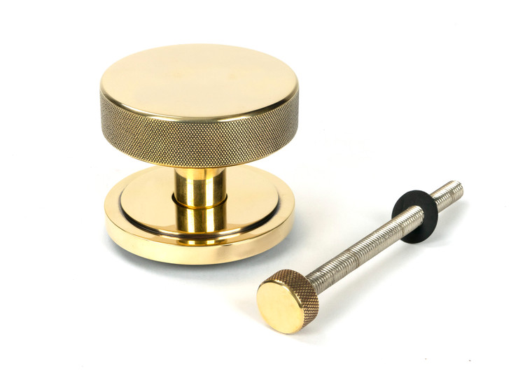 Aged Brass Brompton Centre Door Knob (Art Deco)