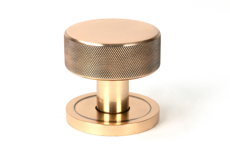 Polished Bronze Brompton Mortice/Rim Knob Set (Plain)